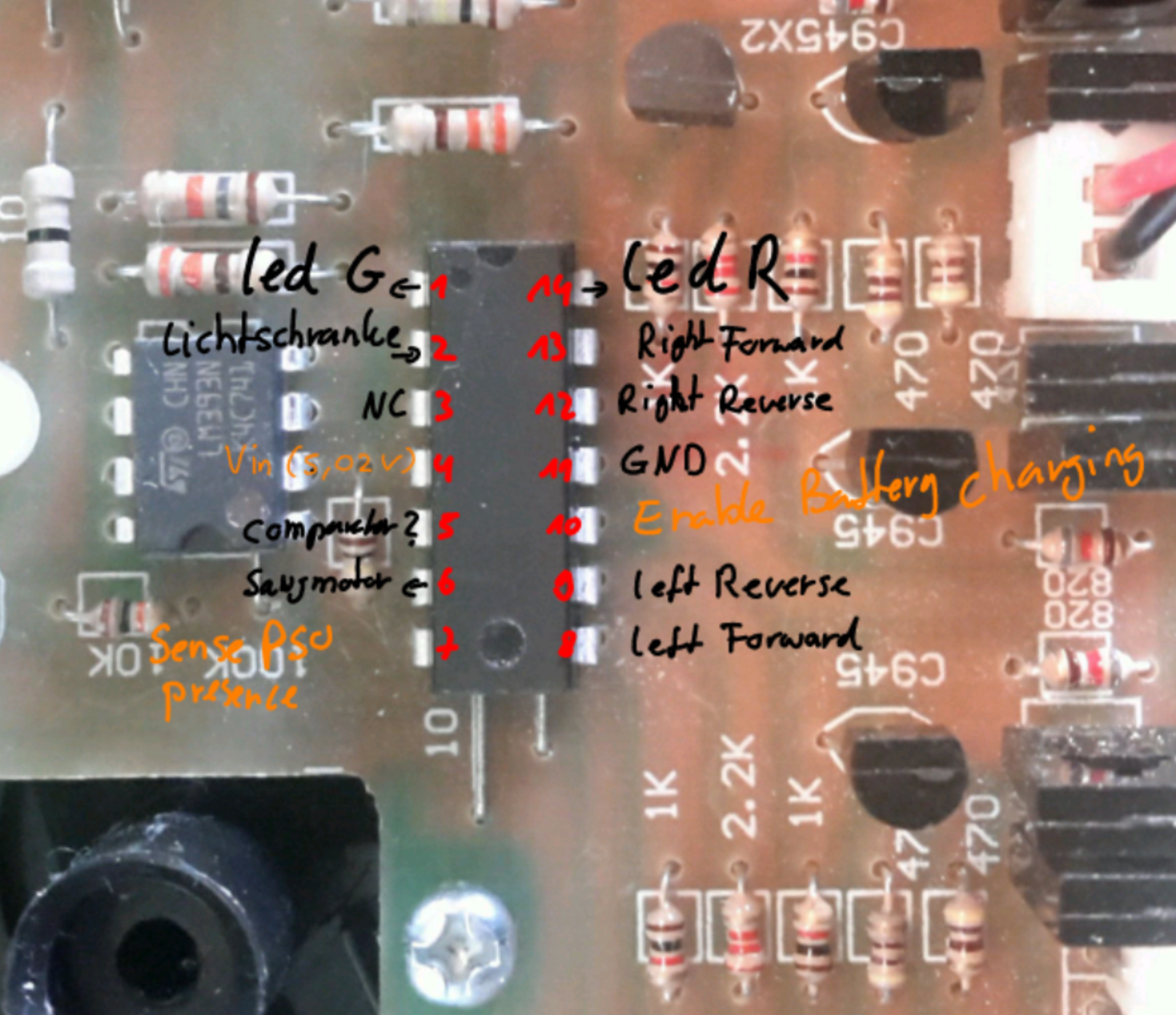 Pinout for the main IC